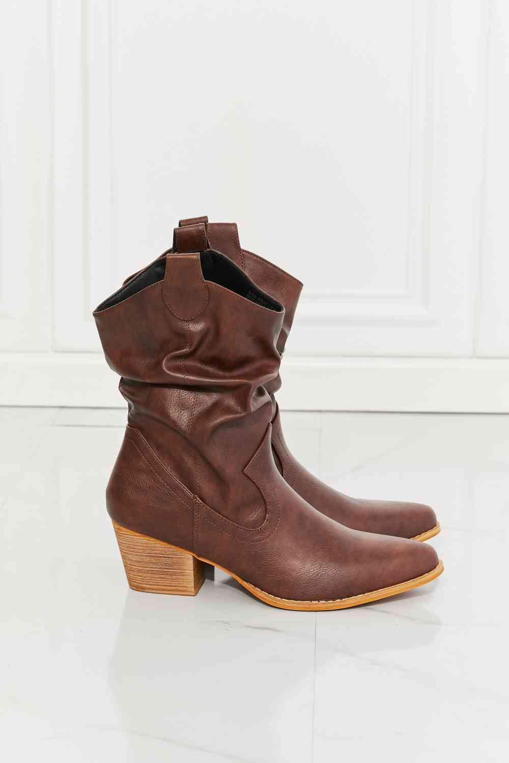 MMShoes Better in Texas Scrunch Cowboy Boots in Brown - Closet of Ren