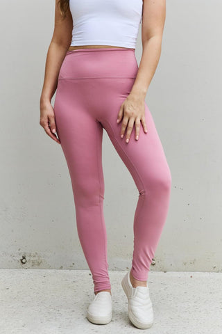 Zenana Fit For You Full Size High Waist Active Leggings in Light Rose - Closet of Ren