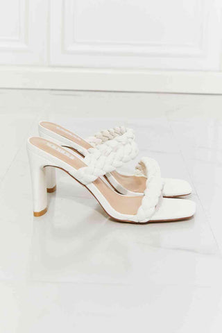 MMShoes In Love Double Braided Block Heel Sandal in White - Closet of Ren