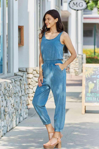 Cotton Denim Jusmpsuit | Acid Wash Casual Jumpsuit by ODDI - Closet of Ren