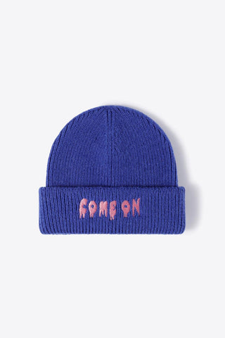 COME ON Embroidered Cuff Knit Beanie - Closet of Ren