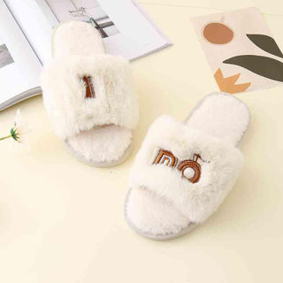 Faux Fur Open Toe Slippers - Closet of Ren