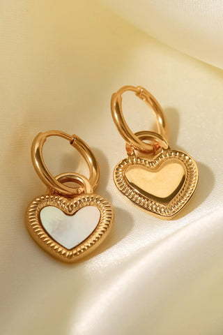 Inlaid Shell Heart Drop Earrings - Closet of Ren