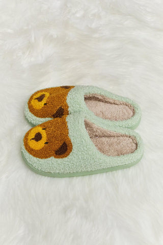 Melody Teddy Bear Print Plush Slide Slippers - Closet of Ren