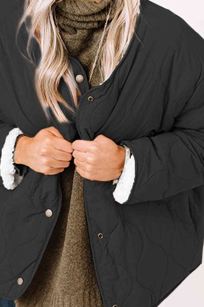 Reversible Long Sleeve Button Front Winter Coat