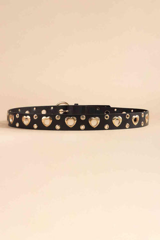 Heart Shape Alloy Detail PU Leather Belt - Closet of Ren