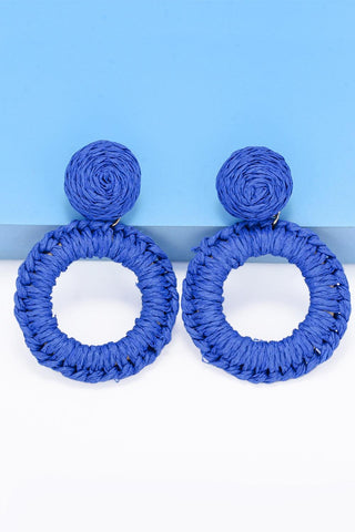 Round Shape Raffia Grass Dangle Earrings - Closet of Ren