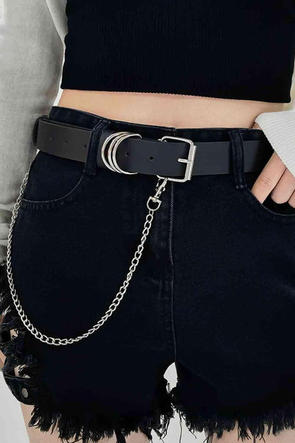 PU Leather Alloy Chain Belt - Closet of Ren
