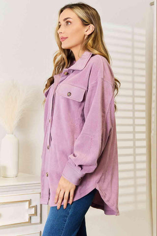 Heimish Cozy Girl Full Size Button Down Shacket - Closet of Ren