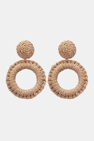 Round Shape Raffia Grass Dangle Earrings - Closet of Ren