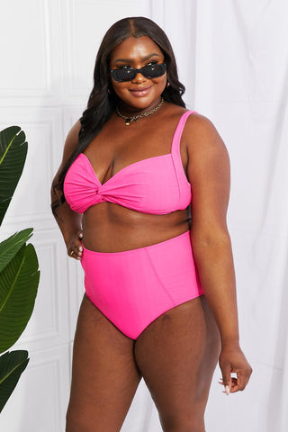 Marina West Swim Take A Dip Twist High-Rise Bikini in Pink - Closet of Ren