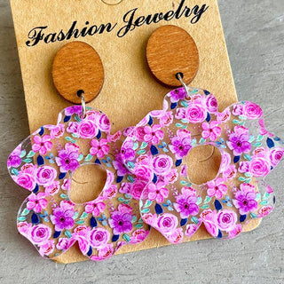 Flower Shape Acrylic Dangle Earrings - Closet of Ren