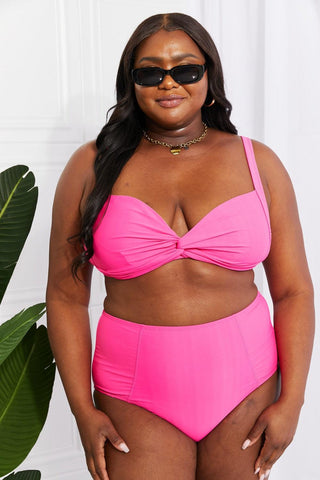 Marina West Swim Take A Dip Twist High-Rise Bikini in Pink - Closet of Ren