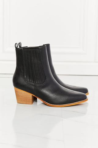 MMShoes Love the Journey Stacked Heel Chelsea Boot in Black - Closet of Ren