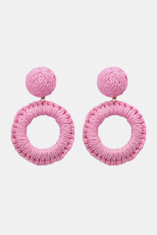 Round Shape Raffia Grass Dangle Earrings - Closet of Ren