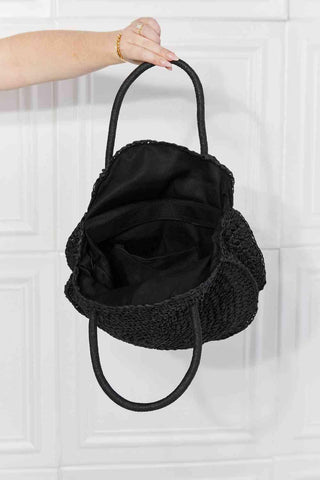 Justin Taylor Beach Date Straw Rattan Handbag in Black - Closet of Ren