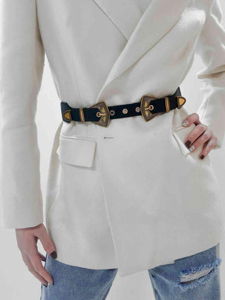 Double Buckle PU Leather Belt - Closet of Ren