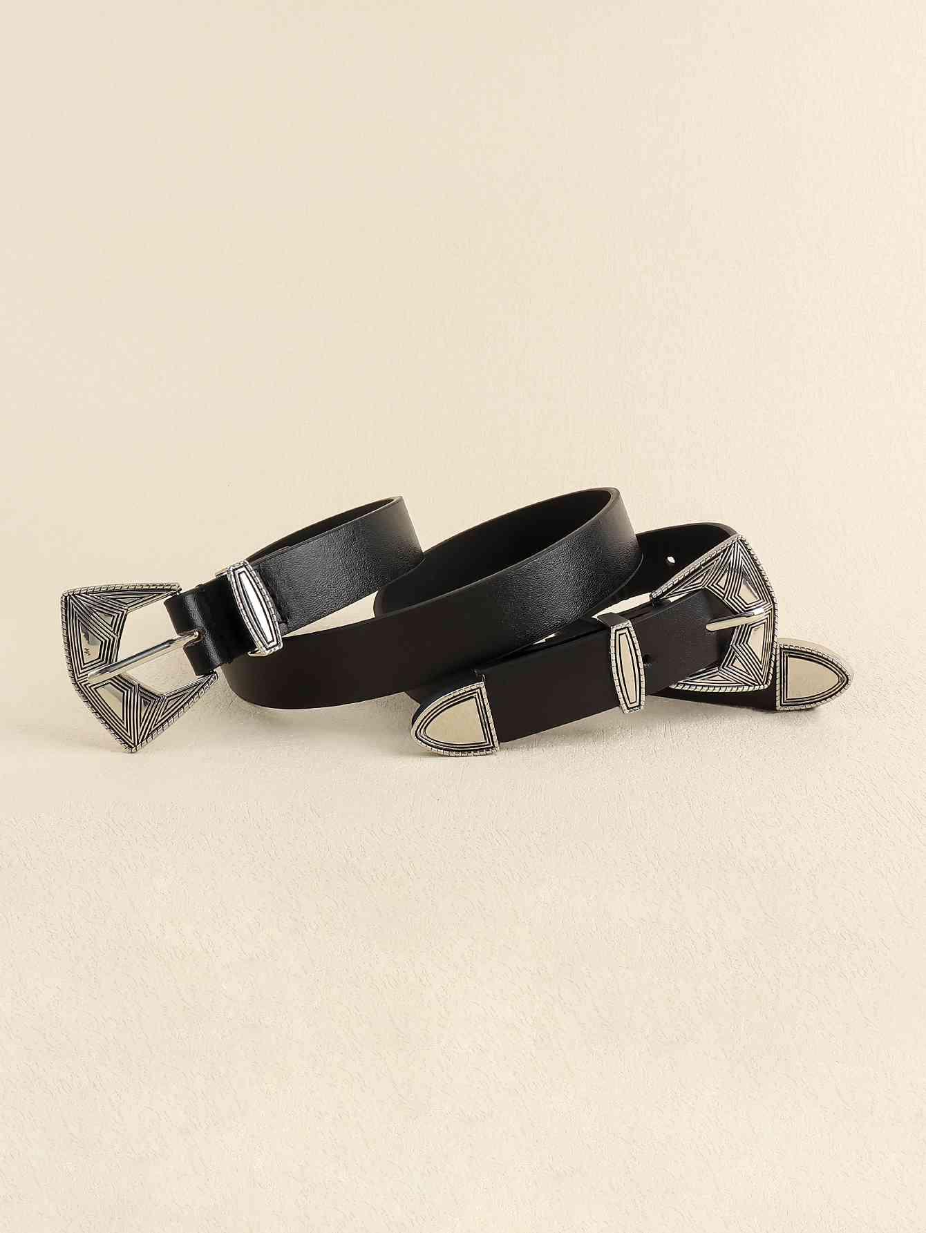 Double Buckle PU Leather Belt - Closet of Ren