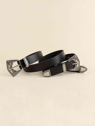 Double Buckle PU Leather Belt - Closet of Ren