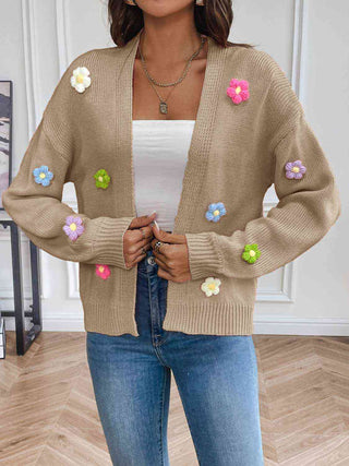 3D Mixed Color Flower Cardigan