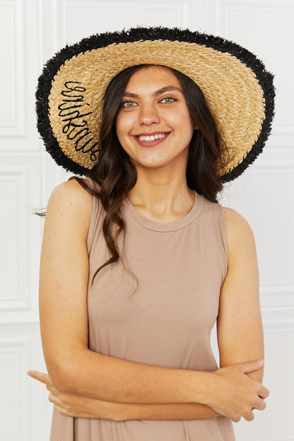 Sunshine Straw Fringe Sun Hat | Fame Accessories - Closet of Ren