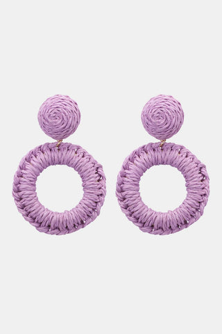 Round Shape Raffia Grass Dangle Earrings - Closet of Ren