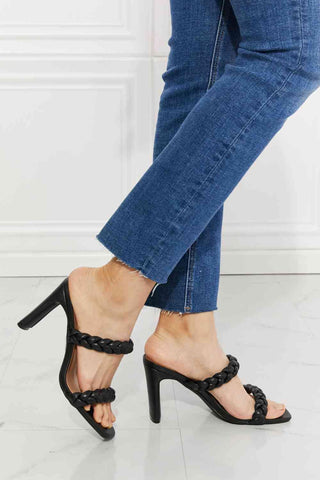 MMShoes In Love Double Braided Block Heel Sandal in Black - Closet of Ren