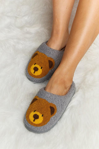 Melody Teddy Bear Print Plush Slide Slippers - Closet of Ren