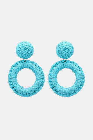 Round Shape Raffia Grass Dangle Earrings - Closet of Ren