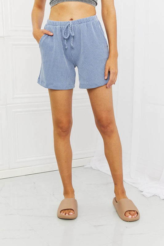 Blumin Apparel Too Good Full Size Ribbed Shorts in Misty Blue - Closet of Ren