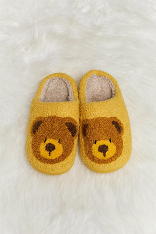 Melody Teddy Bear Print Plush Slide Slippers - Closet of Ren