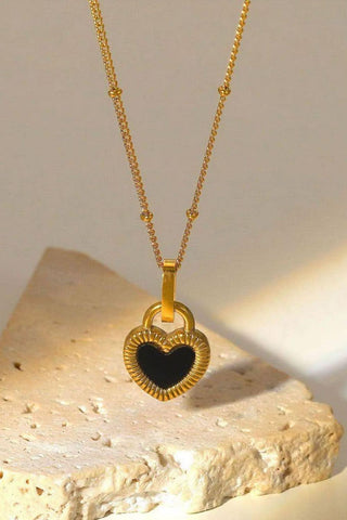 Contrast Heart Pendant Necklace - Closet of Ren