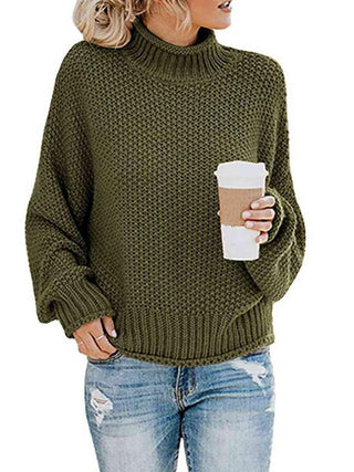 Turtleneck Dropped Shoulder Sweater - Closet of Ren