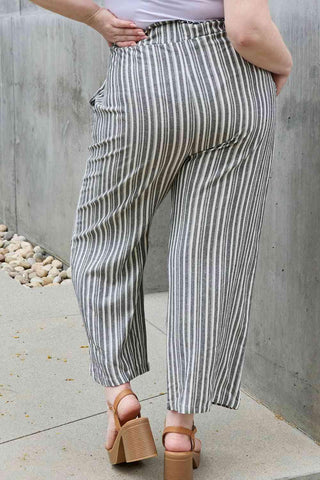 Heimish Find Your Path Full Size Paperbag Waist Striped Culotte Pants - Closet of Ren