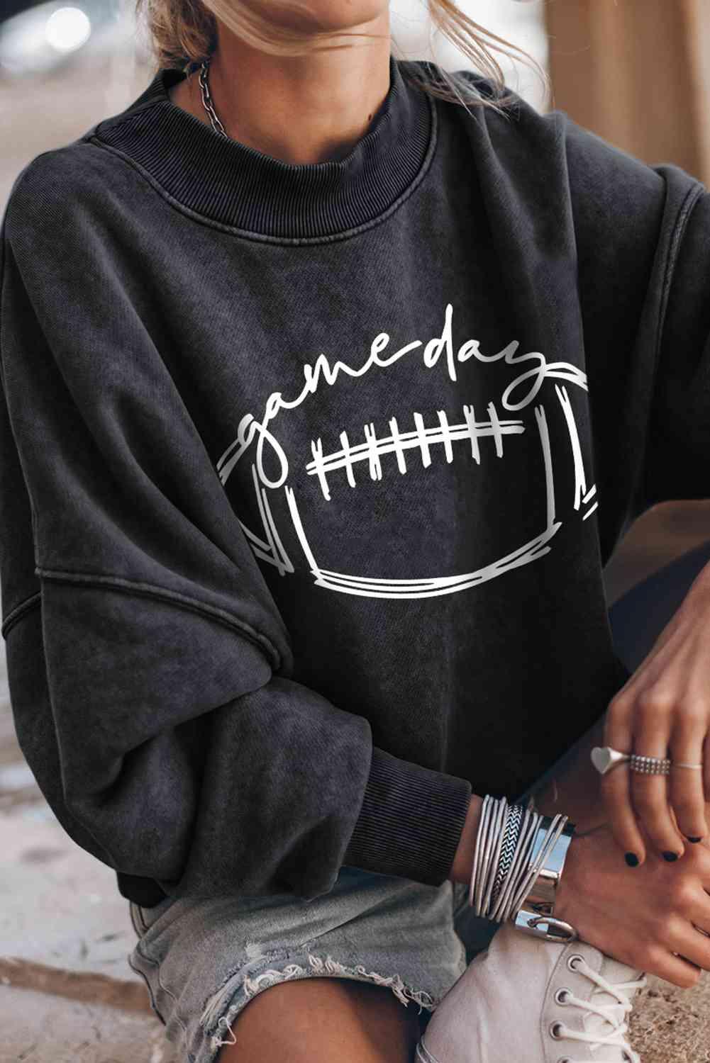 Game Day Football Graphic Sweatshirt - Closet of Ren