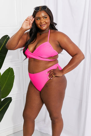 Marina West Swim Summer Splash Halter Bikini Set in Pink - Closet of Ren