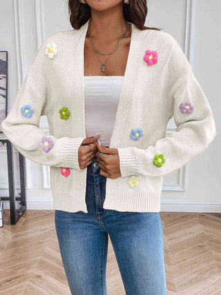 3D Mixed Color Flower Cardigan