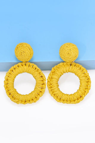 Round Shape Raffia Grass Dangle Earrings - Closet of Ren