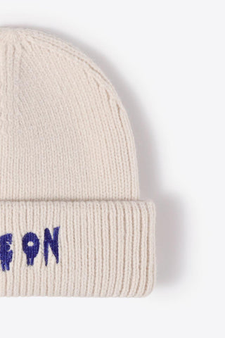 COME ON Embroidered Cuff Knit Beanie - Closet of Ren