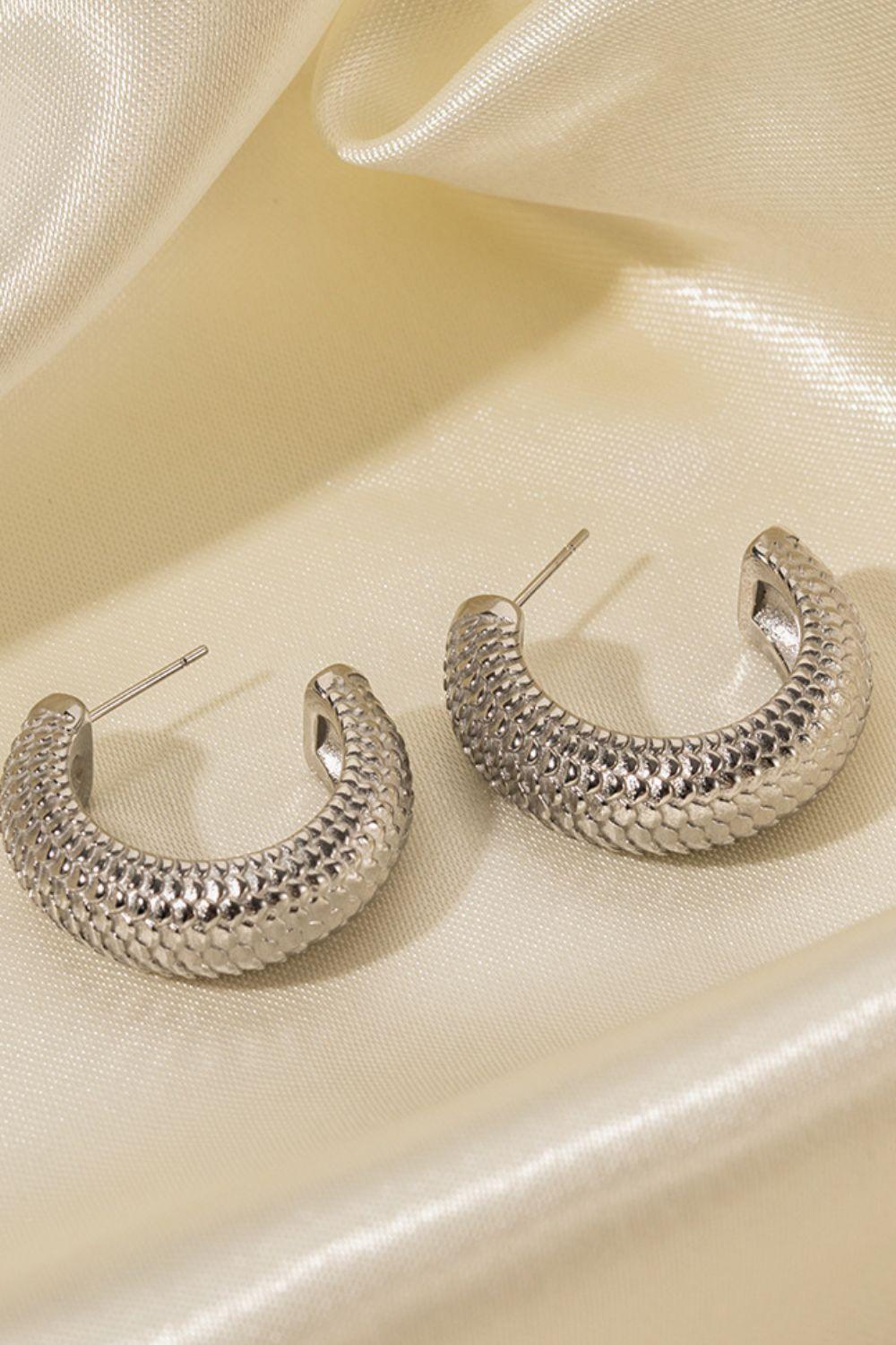 Stainless Steel Scale C-Hoop Earrings - Closet of Ren