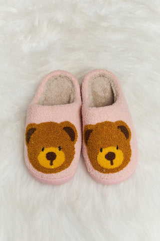 Melody Teddy Bear Print Plush Slide Slippers - Closet of Ren