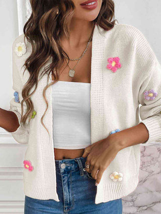 3D Mixed Color Flower Cardigan