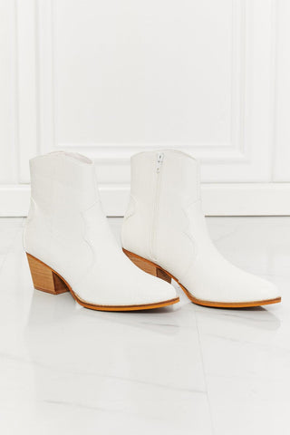 White Cowgirl Booties | Watertower Town Faux Leather Western Ankle Boots in White by MMShoes - Closet of Ren