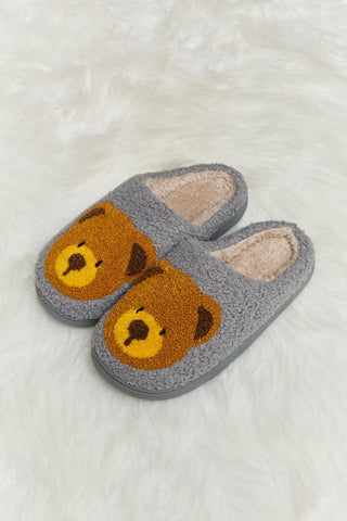 Melody Teddy Bear Print Plush Slide Slippers - Closet of Ren