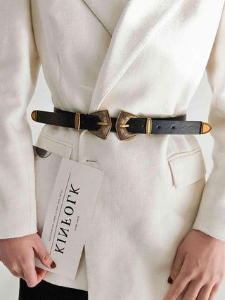 Double Buckle PU Leather Belt - Closet of Ren