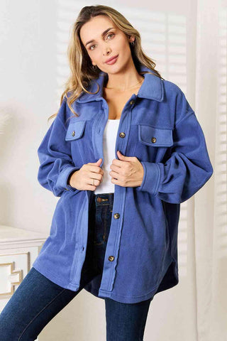 Heimish Cozy Girl Full Size Button Down Shacket - Closet of Ren