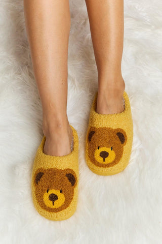 Melody Teddy Bear Print Plush Slide Slippers - Closet of Ren