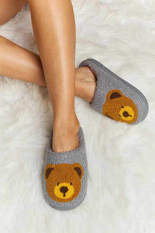 Melody Teddy Bear Print Plush Slide Slippers - Closet of Ren