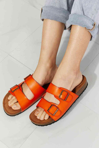 MMShoes Feeling Alive Double Banded Slide Sandals in Orange - Closet of Ren