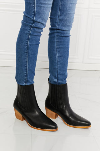 MMShoes Love the Journey Stacked Heel Chelsea Boot in Black - Closet of Ren